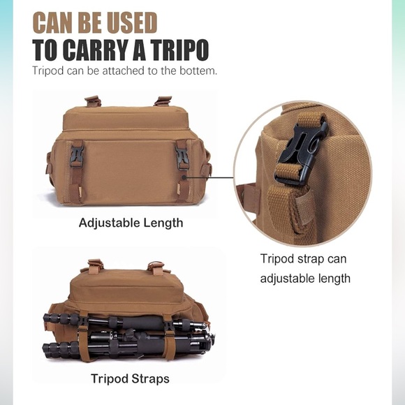 Canvas neutral messenger bag with many pockets & adjustable strap - Picture 12 of 14